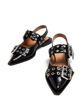 Ganni Buckle Ballerinas